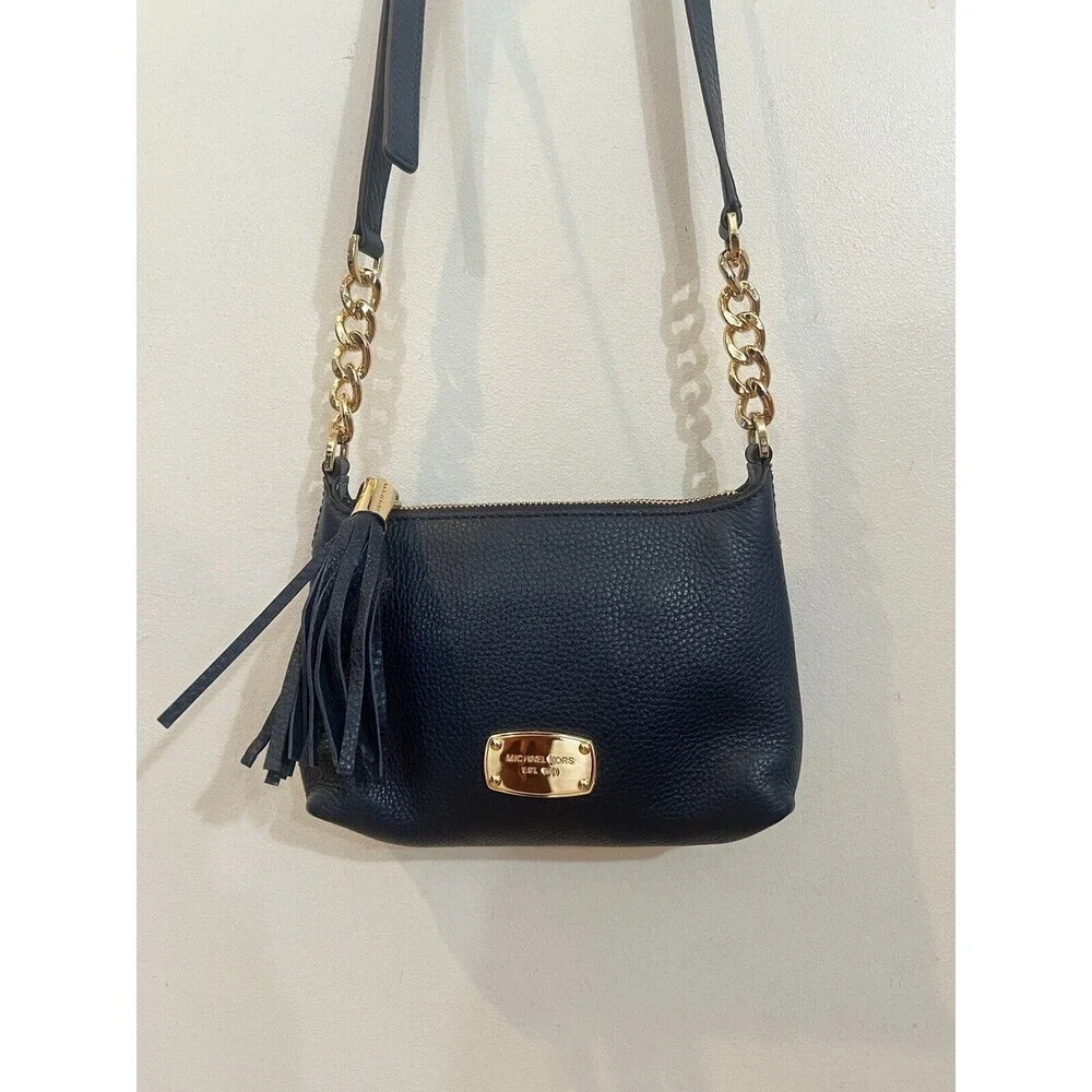Michael Kors Jet Set Crossbody Bag Leather Navy Blue - Picture 2 of 8